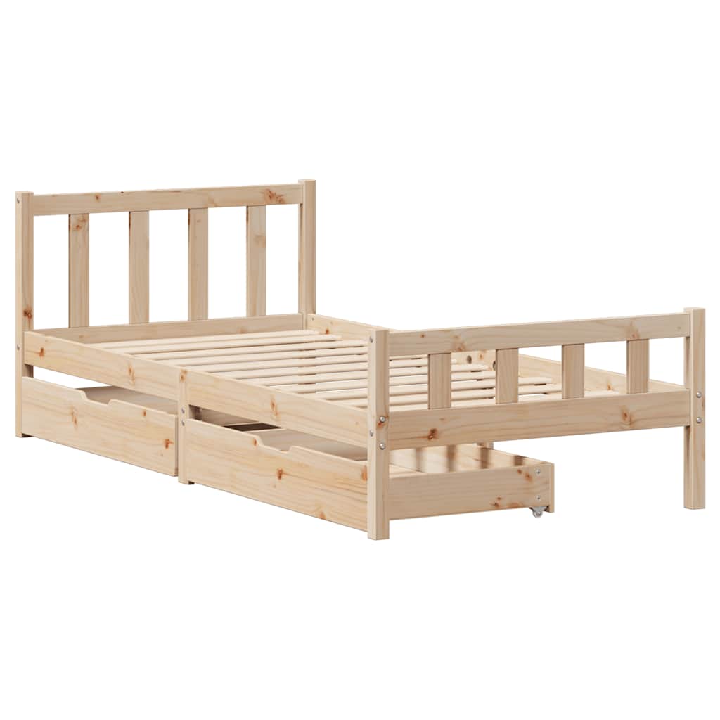 Bedframe zonder matras massief grenenhout 75x190 cm