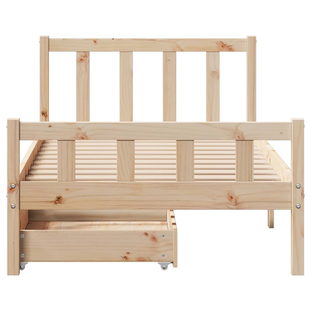 Bedframe zonder matras massief grenenhout 75x190 cm