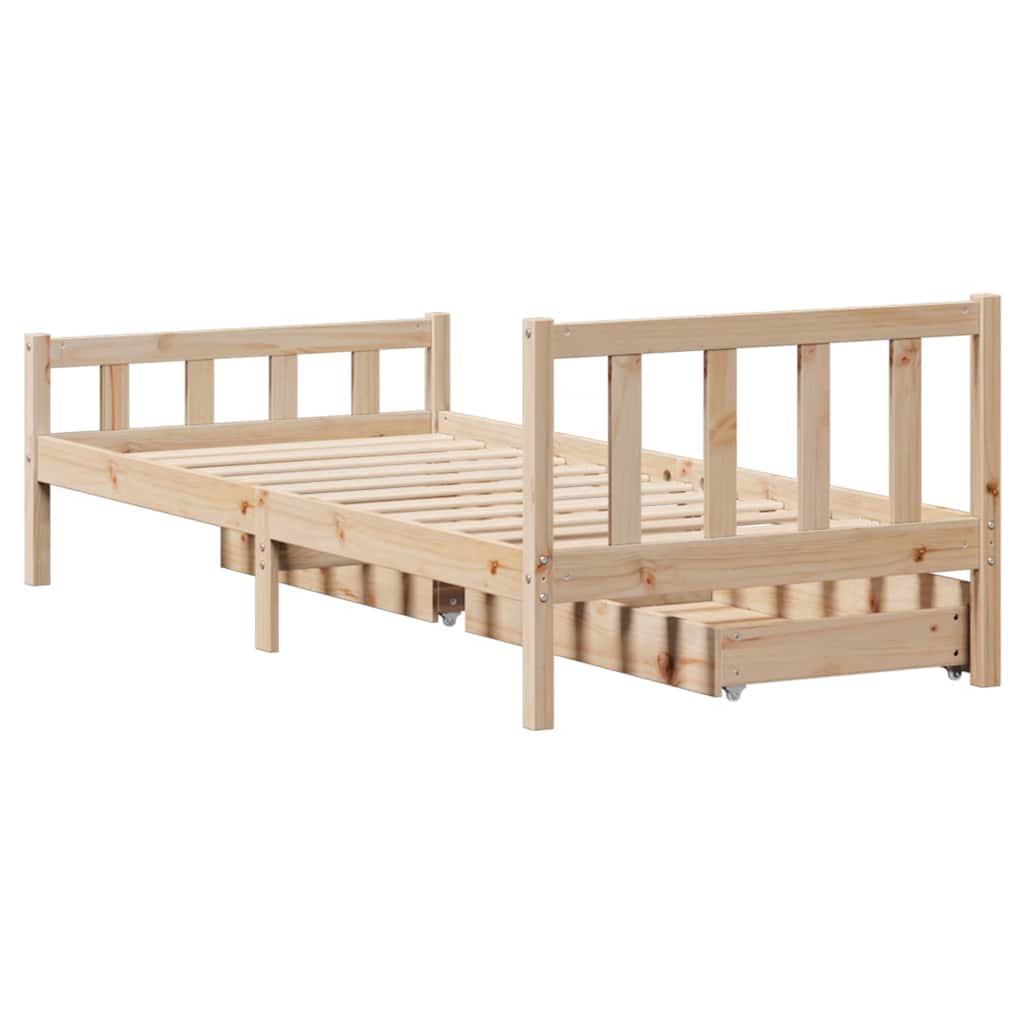 Bedframe zonder matras massief grenenhout 75x190 cm
