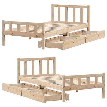 Bedframe zonder matras massief grenenhout 75x190 cm