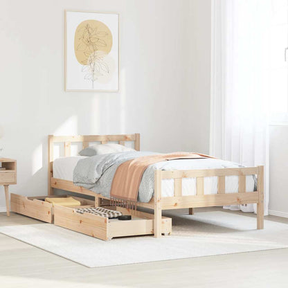Bedframe zonder matras massief grenenhout 75x190 cm