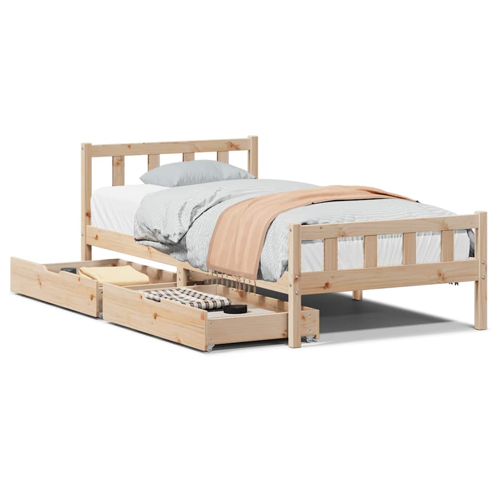 Bedframe Zonder Matras Massief Grenenhout 90 x 190 cm Naturel