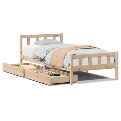 Bedframe Zonder Matras Massief Grenenhout 90 x 190 cm Naturel