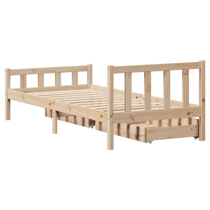 Bedframe Zonder Matras Massief Grenenhout 90 x 190 cm Naturel