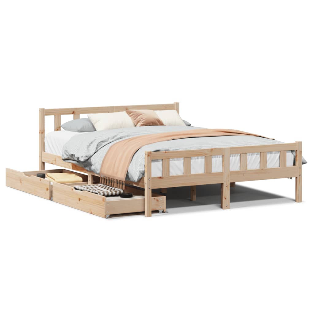 Bedframe zonder matras massief grenenhout 120x190 cm