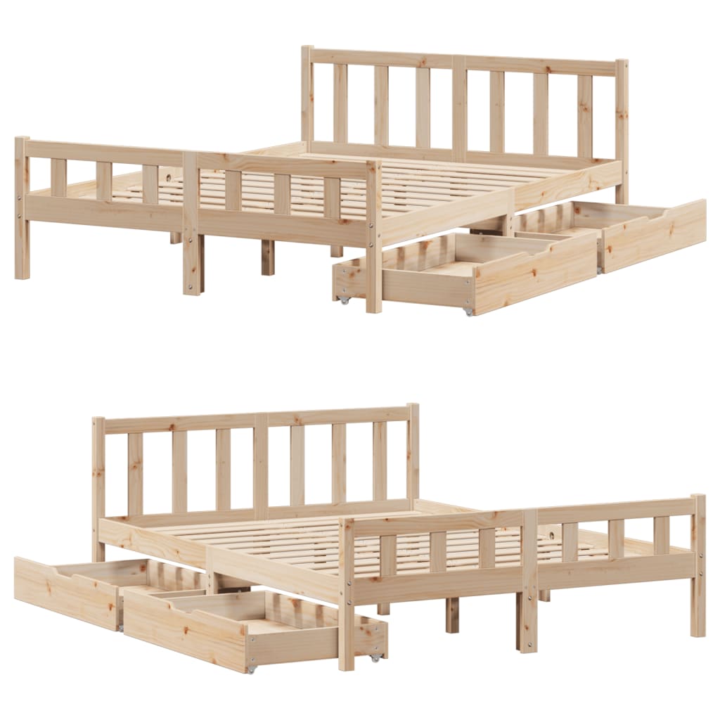 Bedframe zonder matras massief grenenhout 120x190 cm