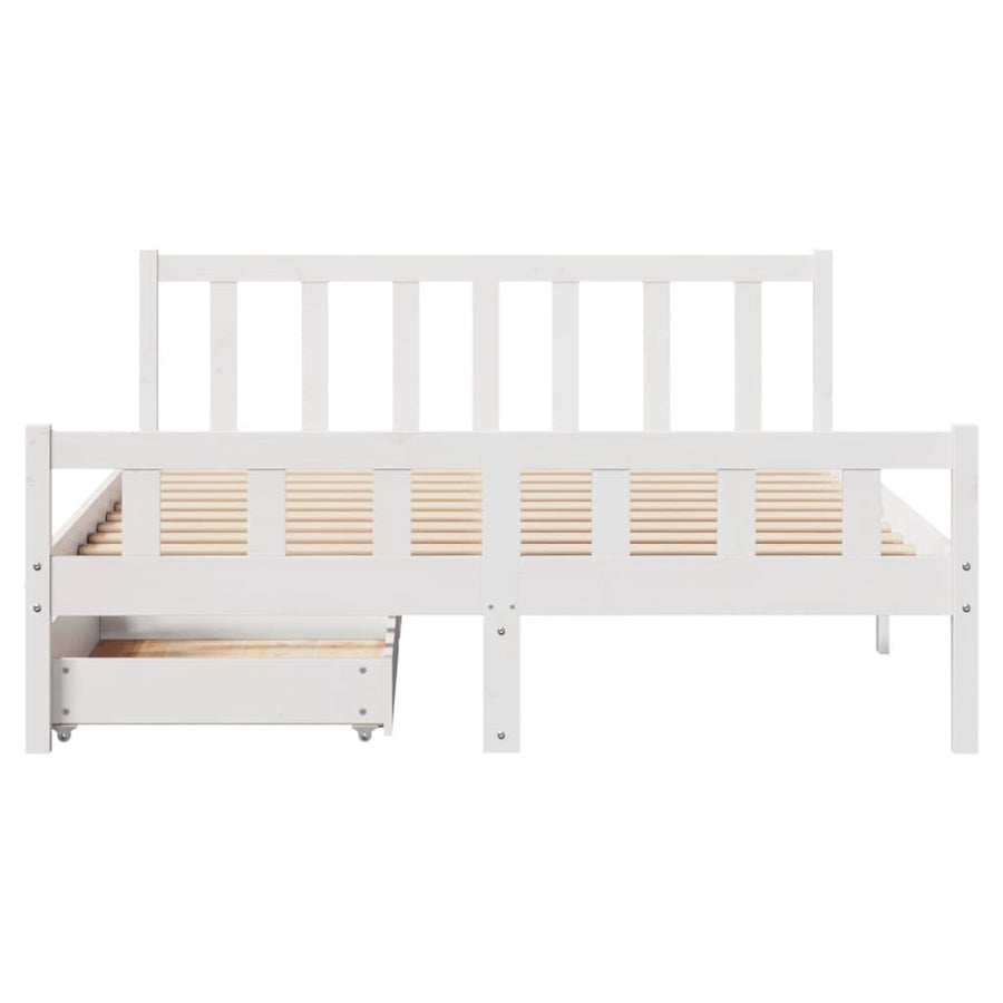 Bedframe zonder matras massief grenenhout wit 150x200 cm