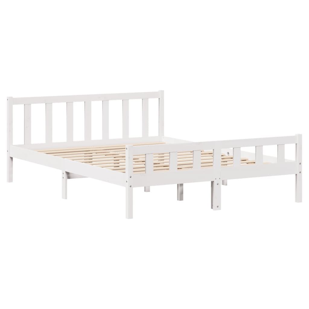 Bedframe zonder matras massief grenenhout wit 150x200 cm