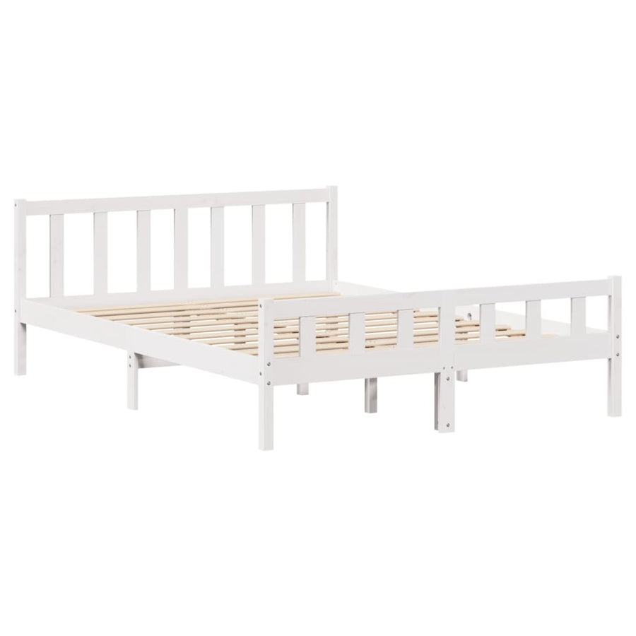 Bedframe zonder matras massief grenenhout wit 150x200 cm