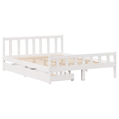 Bedframe zonder matras massief grenenhout wit 160x200 cm