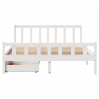 Bedframe zonder matras massief grenenhout wit 160x200 cm