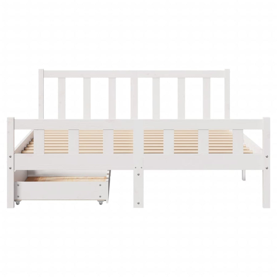 Bedframe zonder matras massief grenenhout wit 160x200 cm