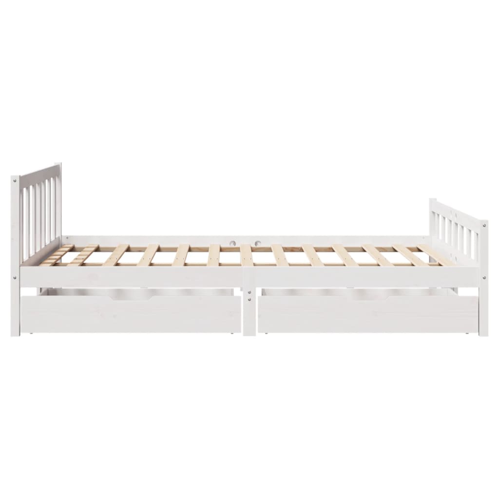 Bedframe zonder matras massief grenenhout wit 160x200 cm
