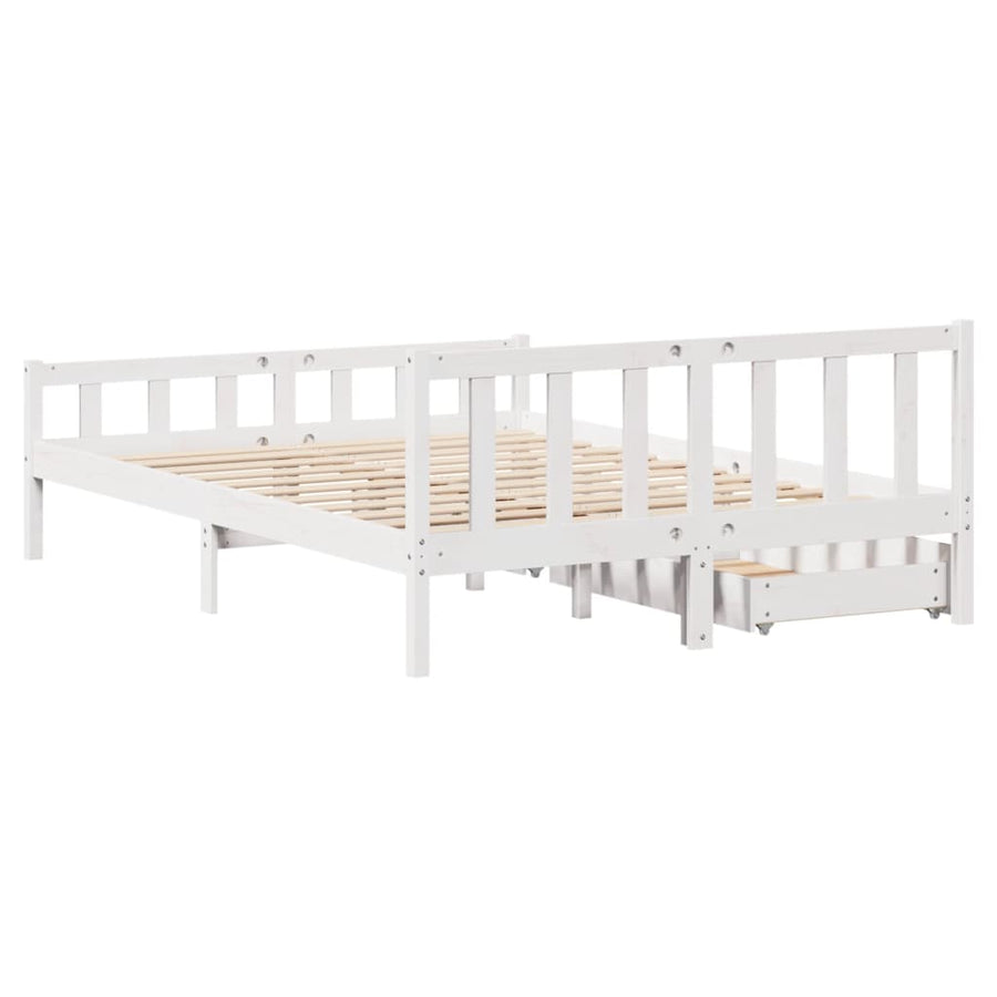 Bedframe zonder matras massief grenenhout wit 160x200 cm