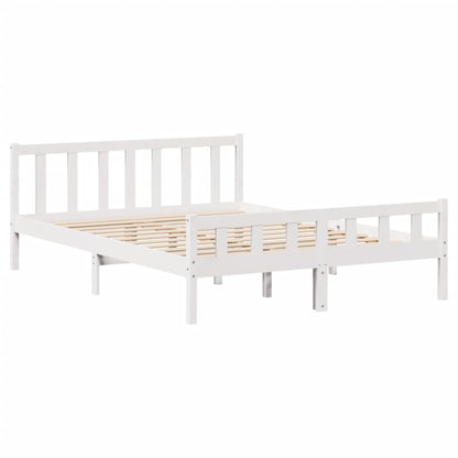 Bedframe zonder matras massief grenenhout wit 160x200 cm