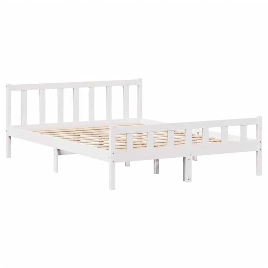 Bedframe zonder matras massief grenenhout wit 160x200 cm
