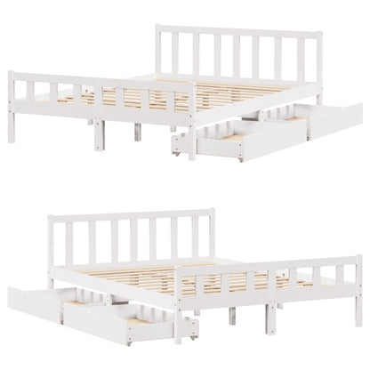 Bedframe zonder matras massief grenenhout wit 160x200 cm