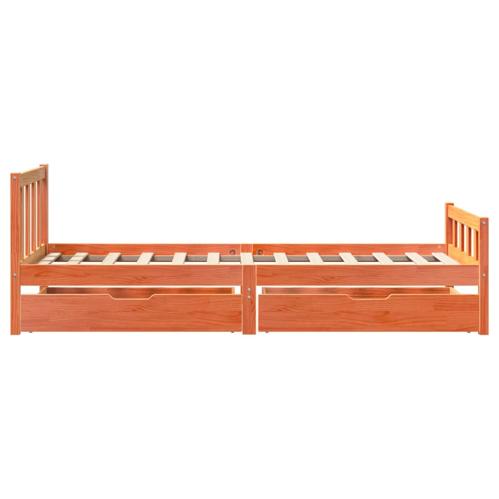 Bedframe zonder matras massief grenenhout wasbruin 75x190 cm