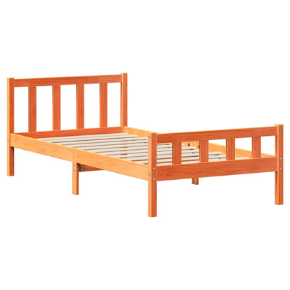 Bedframe zonder matras massief grenenhout wasbruin 75x190 cm