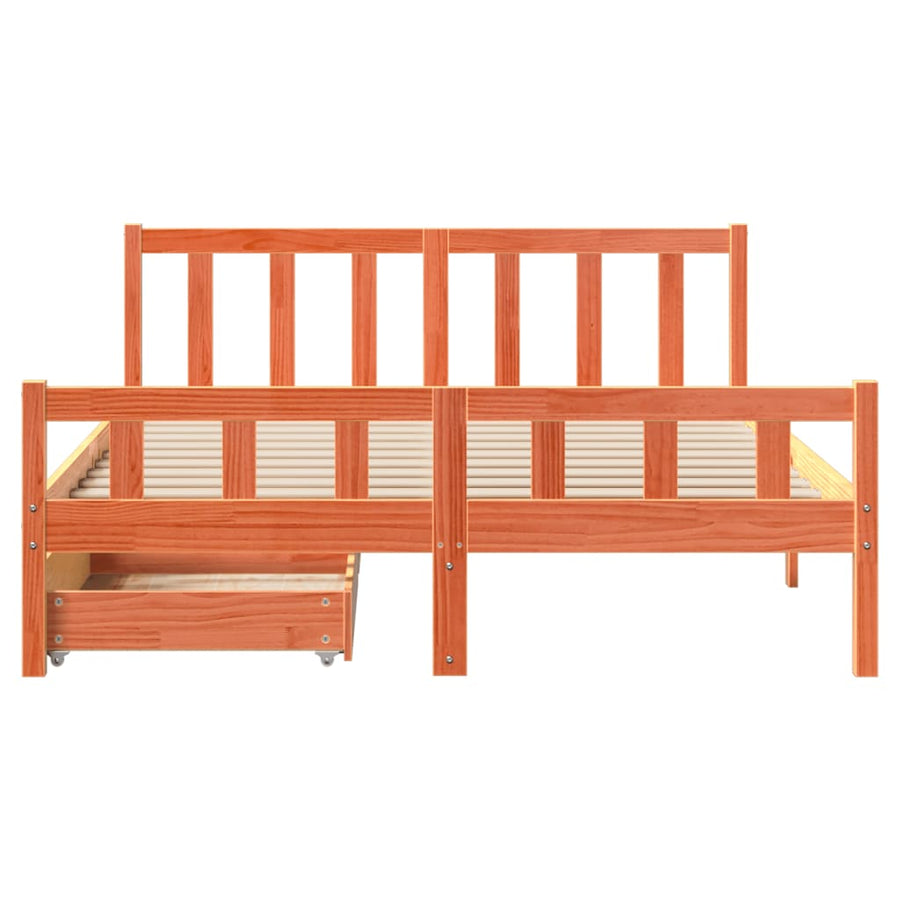 Bedframe zonder matras massief grenenhout wasbruin 150x200 cm
