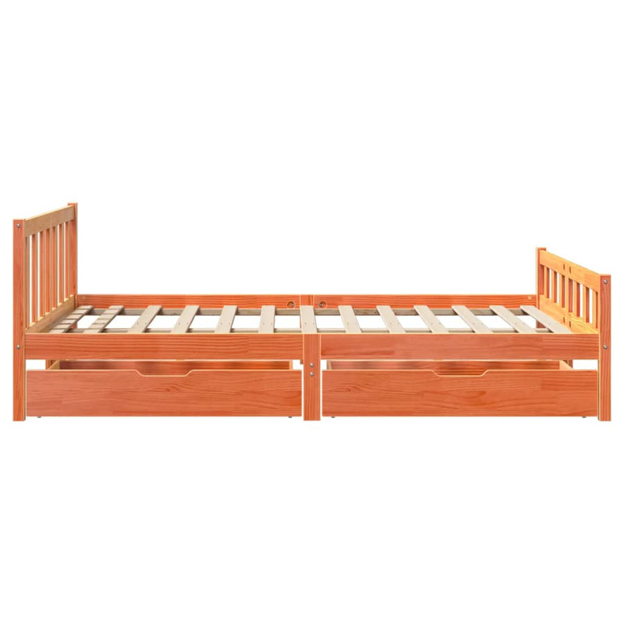 Bedframe zonder matras massief grenenhout wasbruin 150x200 cm