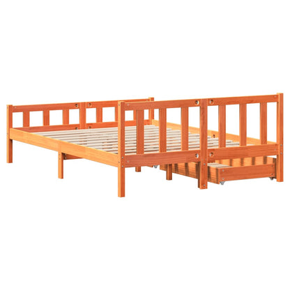 Bedframe zonder matras massief grenenhout wasbruin 160x200 cm