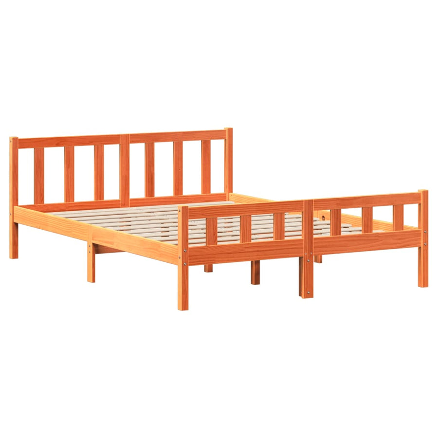 Bedframe zonder matras massief grenenhout wasbruin 160x200 cm