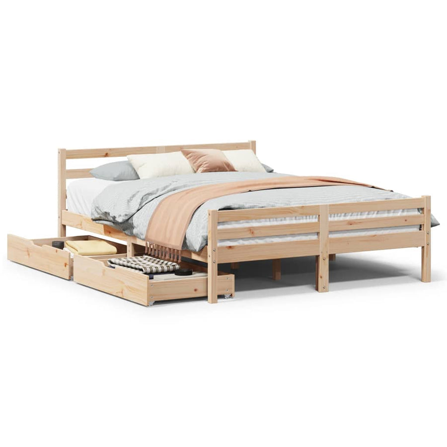 Bedframe zonder matras massief grenenhout 135x190 cm
