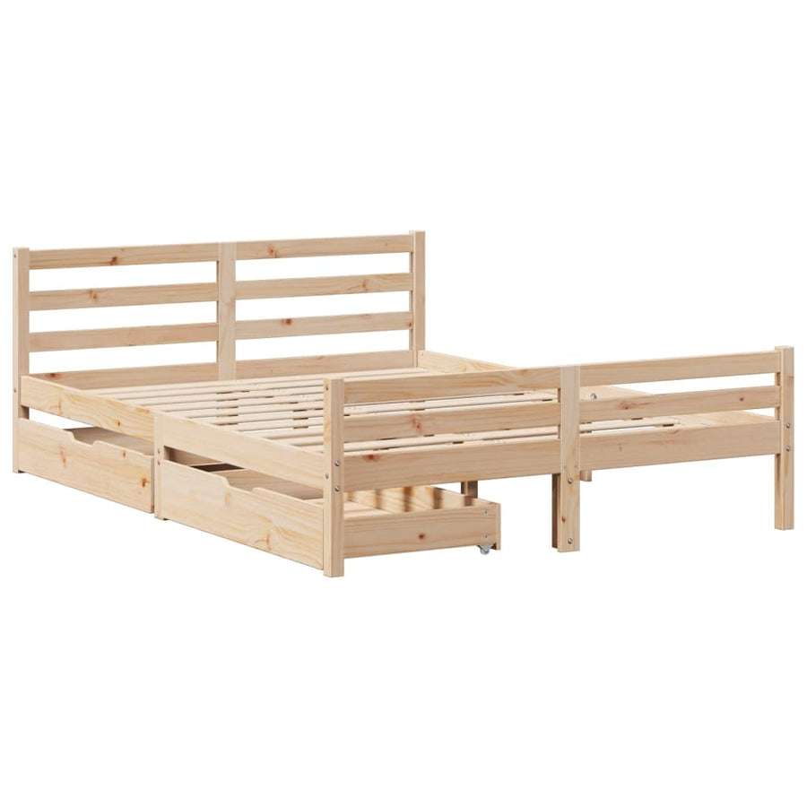 Bedframe zonder matras massief grenenhout 135x190 cm