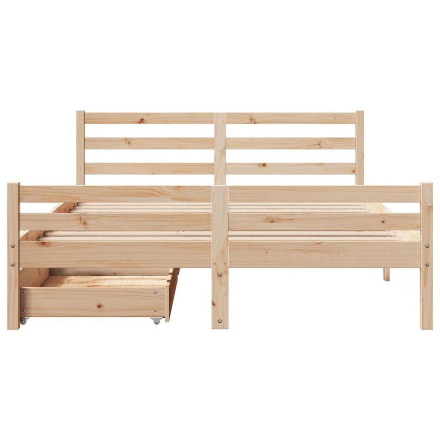 Bedframe zonder matras massief grenenhout 135x190 cm