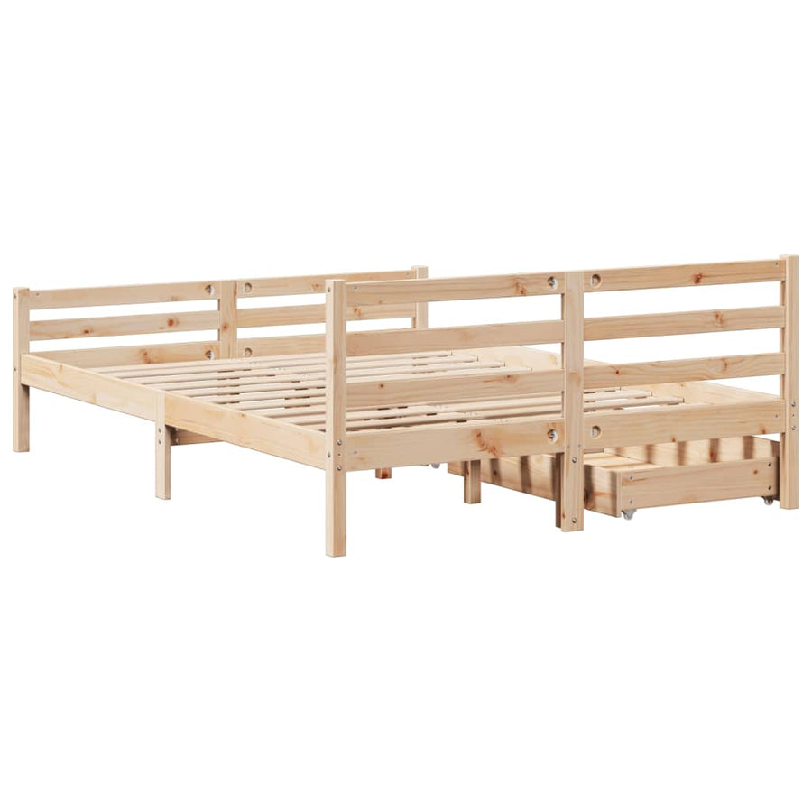 Bedframe zonder matras massief grenenhout 135x190 cm