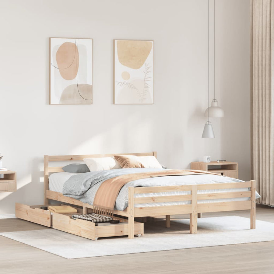 Bedframe zonder matras massief grenenhout 135x190 cm