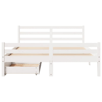 Bedframe zonder matras massief grenenhout wit 135x190 cm
