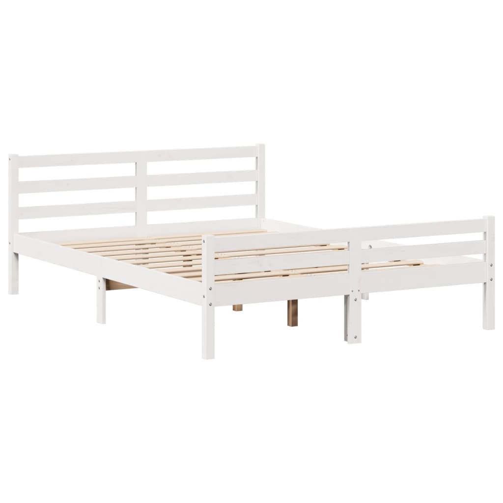 Bedframe zonder matras massief grenenhout wit 135x190 cm