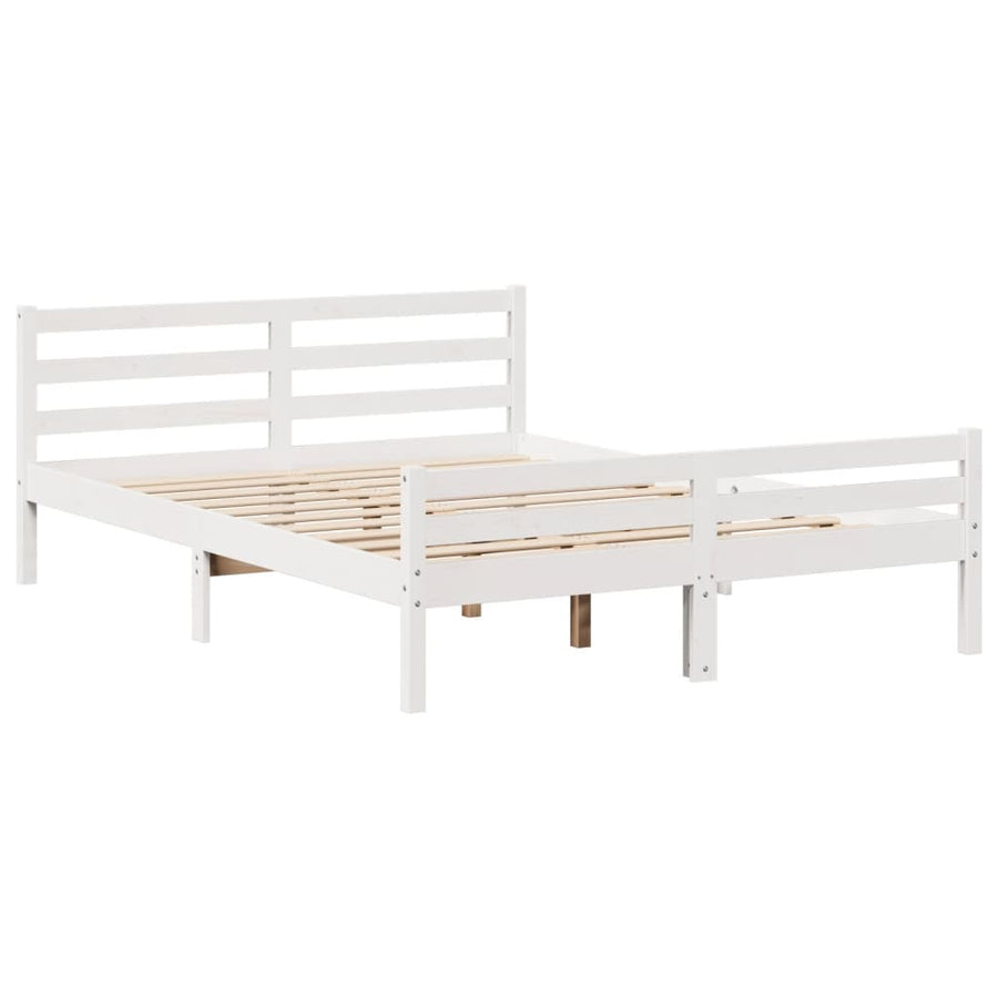 Bedframe zonder matras massief grenenhout wit 135x190 cm