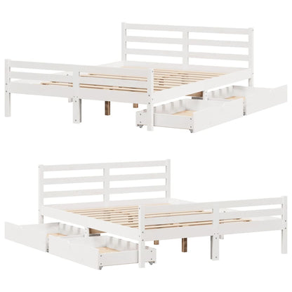Bedframe zonder matras massief grenenhout wit 135x190 cm