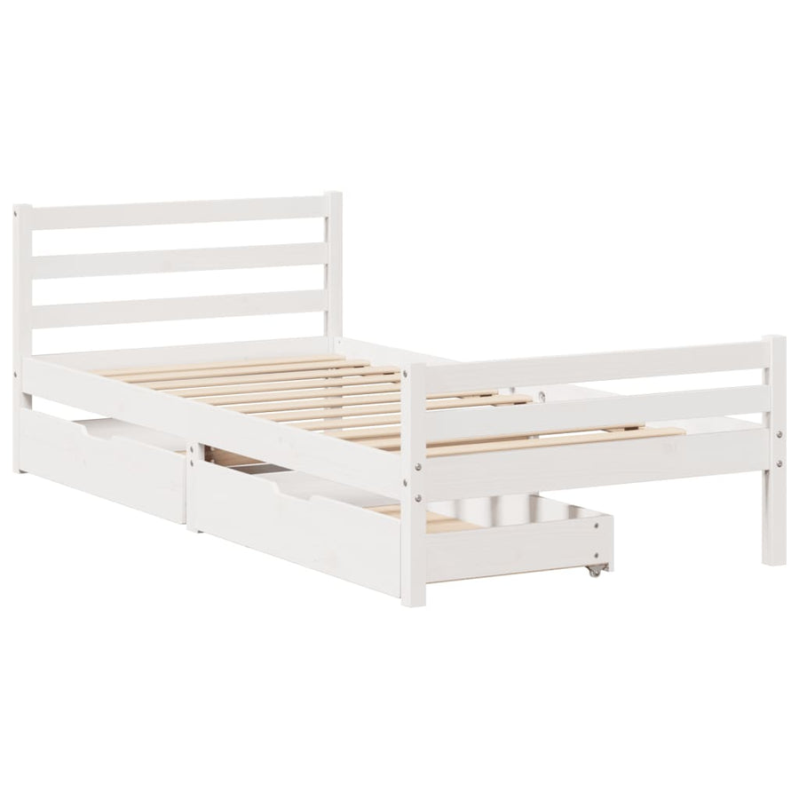Bedframe zonder matras massief grenenhout wit 140x200 cm