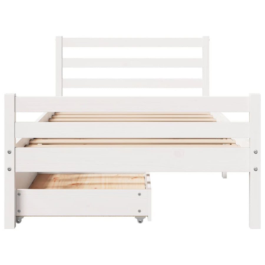 Bedframe zonder matras massief grenenhout wit 140x200 cm