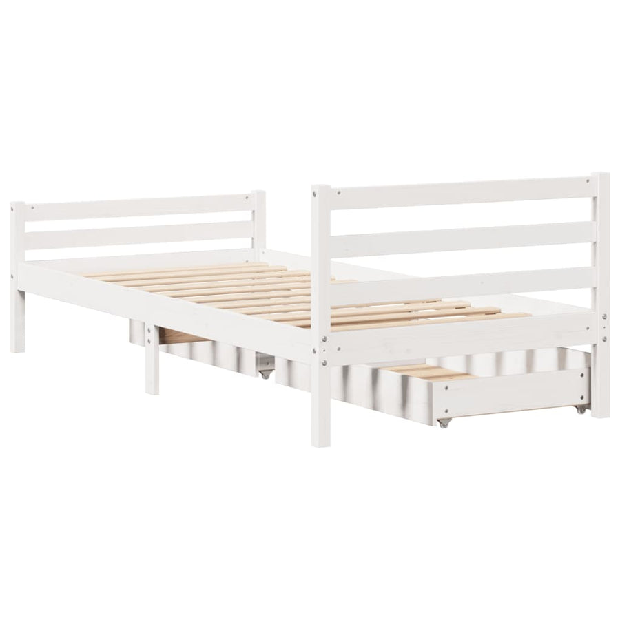 Bedframe zonder matras massief grenenhout wit 140x200 cm