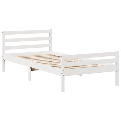 Bedframe zonder matras massief grenenhout wit 140x200 cm
