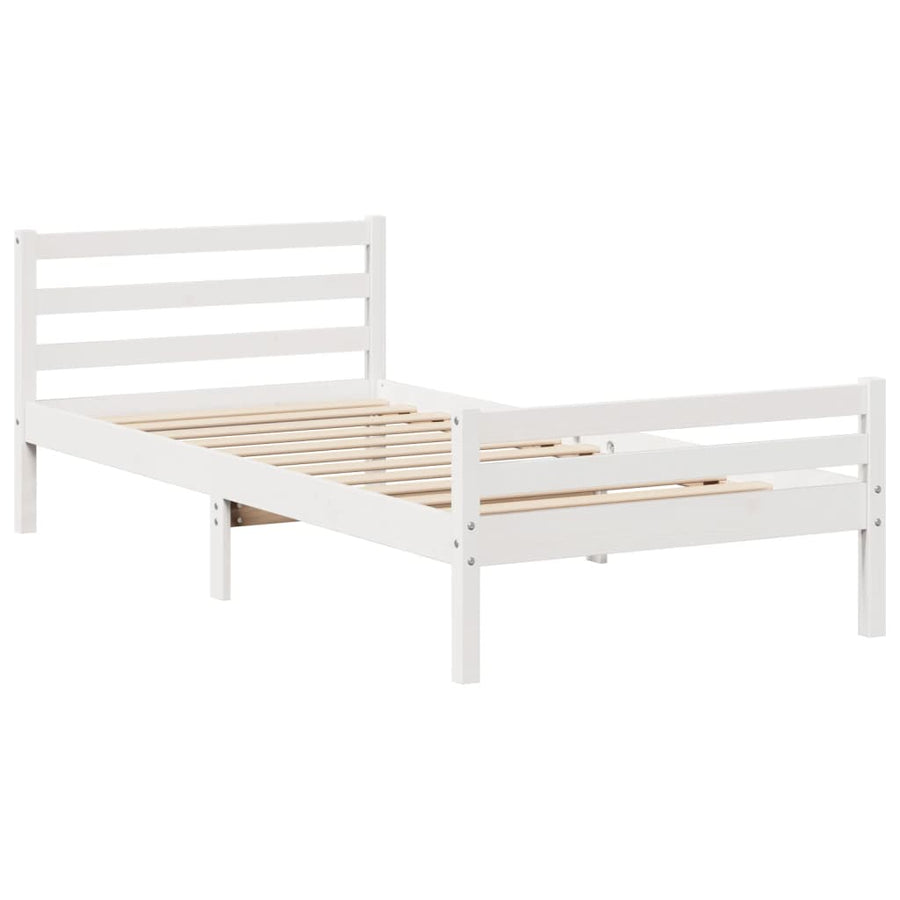 Bedframe zonder matras massief grenenhout wit 140x200 cm