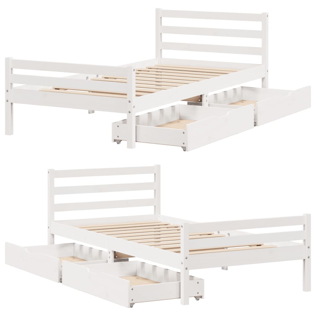 Bedframe zonder matras massief grenenhout wit 140x200 cm