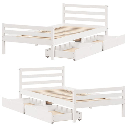 Bedframe zonder matras massief grenenhout wit 140x200 cm