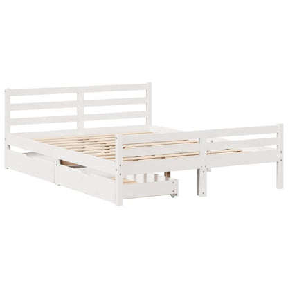 Bedframe zonder matras massief grenenhout wit 140x200 cm