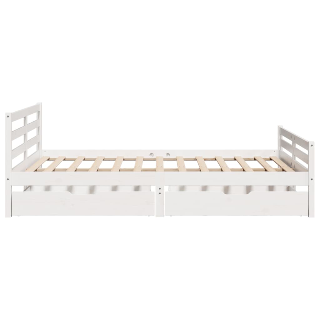 Bedframe zonder matras massief grenenhout wit 140x200 cm