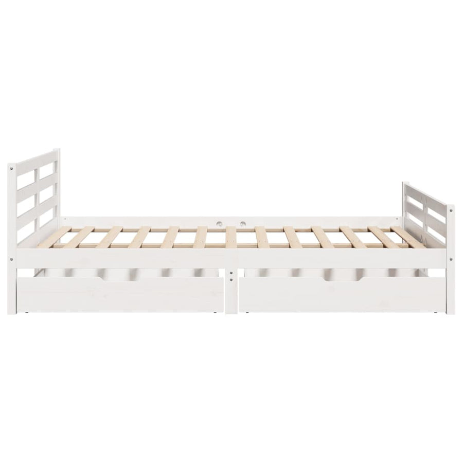 Bedframe zonder matras massief grenenhout wit 140x200 cm