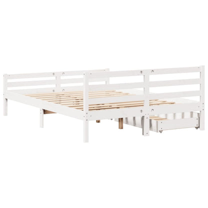 Bedframe zonder matras massief grenenhout wit 140x200 cm