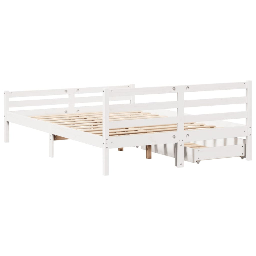 Bedframe zonder matras massief grenenhout wit 140x200 cm