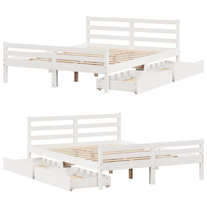 Bedframe zonder matras massief grenenhout wit 140x200 cm