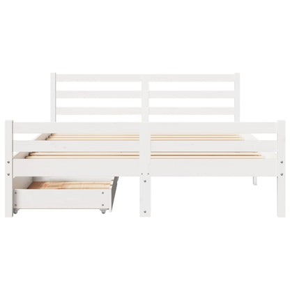Bedframe zonder matras massief grenenhout wit 150x200 cm